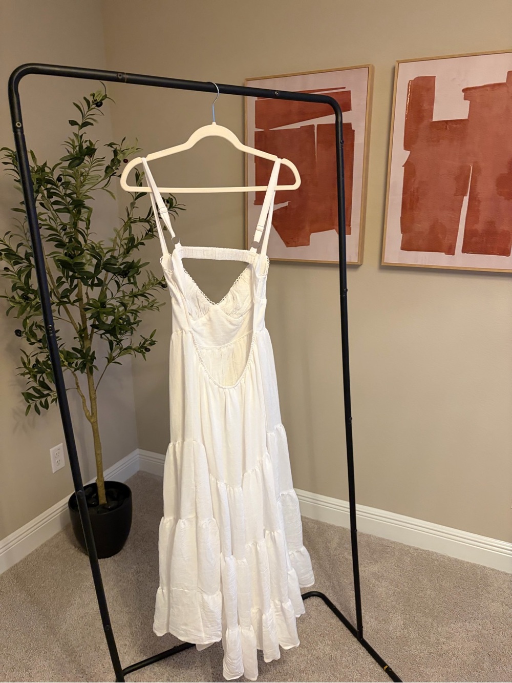 Princess Polly White Tiered Lace-Trim Midi Dress - Picture 3 of 4